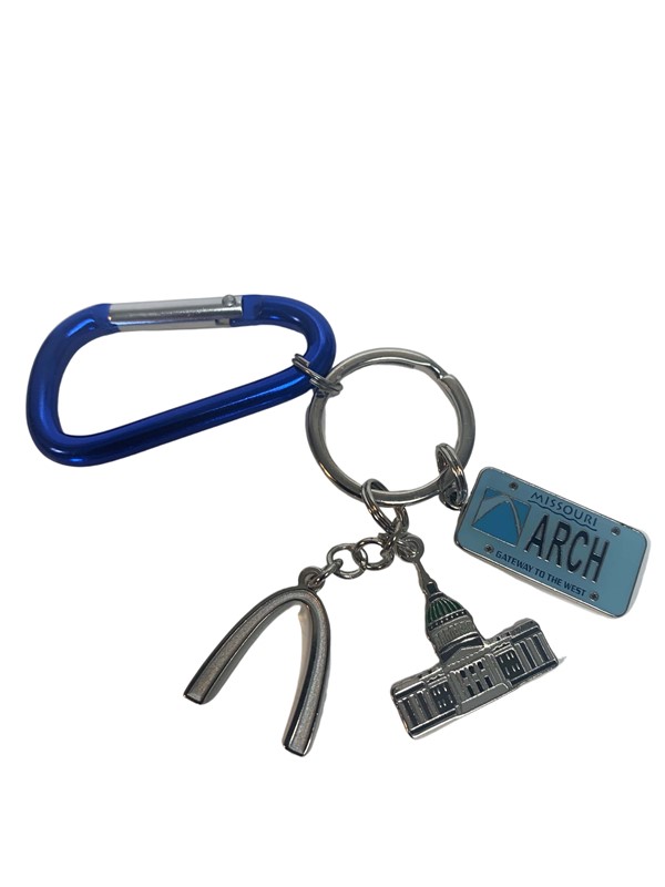 Hqiyaols Keychain Usa America Gateway Arch Old Courthouse St Louis Keychain  Creative Double Sided Heart-shaped Crystal Key Chain Travel Souvenir Metal
