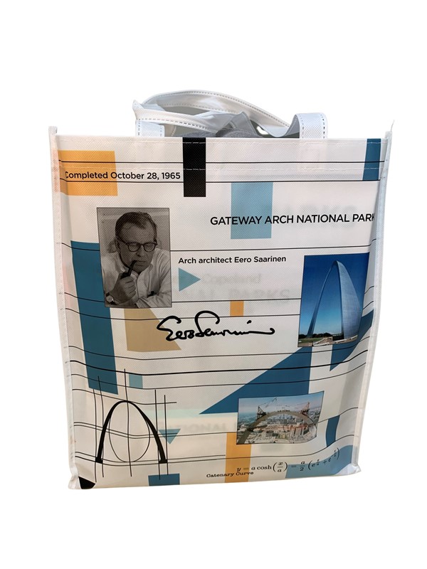 Gateway Arch with Plane Mint Tote Bag